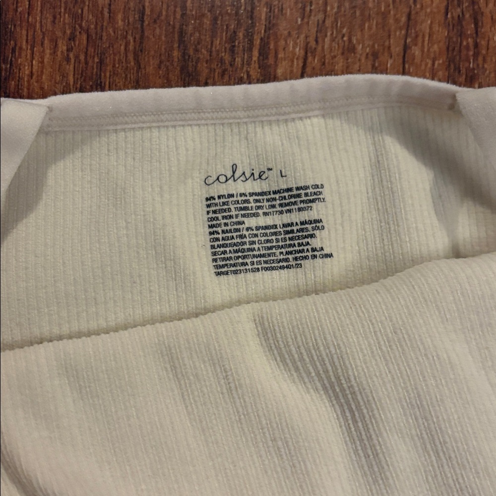 Colsie Cream Ribbed Top - Picture 3 of 3
